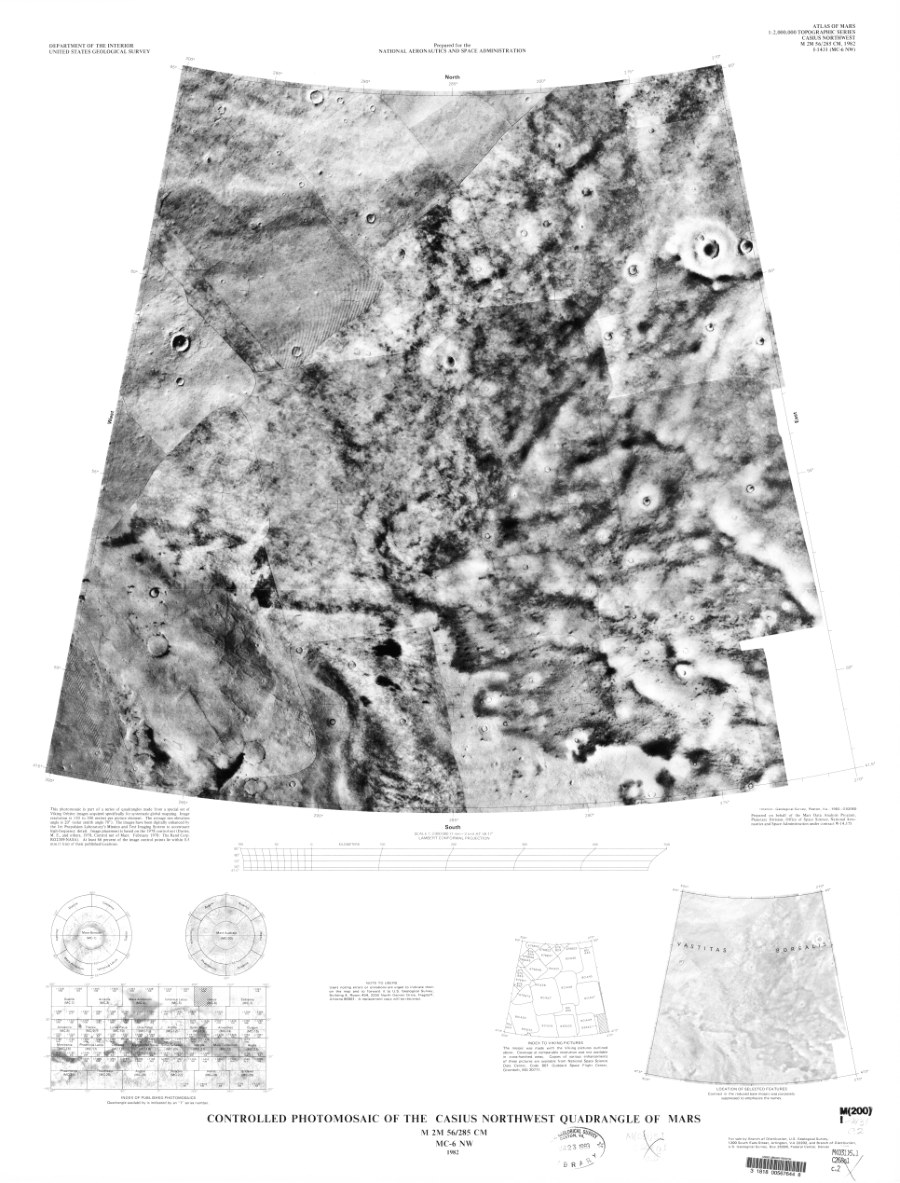 Controlled Photomosaic of the Casius Northwest Quadrangle of Mars