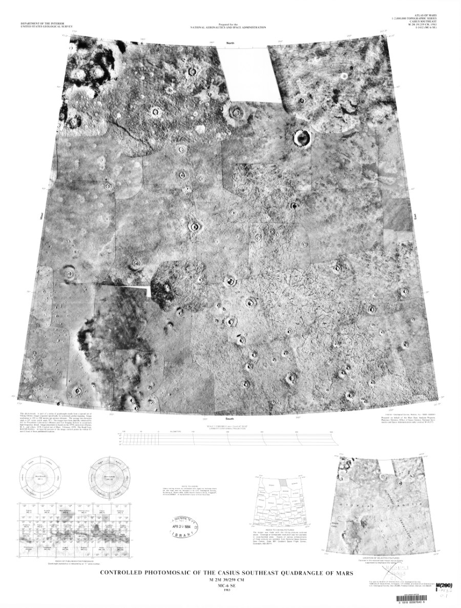 Controlled Photomosaic of the Casius Southeast Quadrangle of Mars