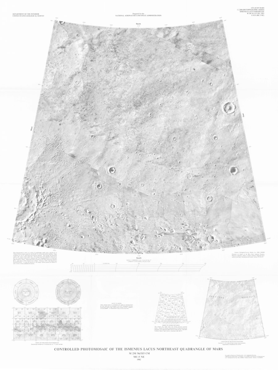 Controlled Photomosaic of the Ismenius Lacus Northeast Quadrangle of Mars