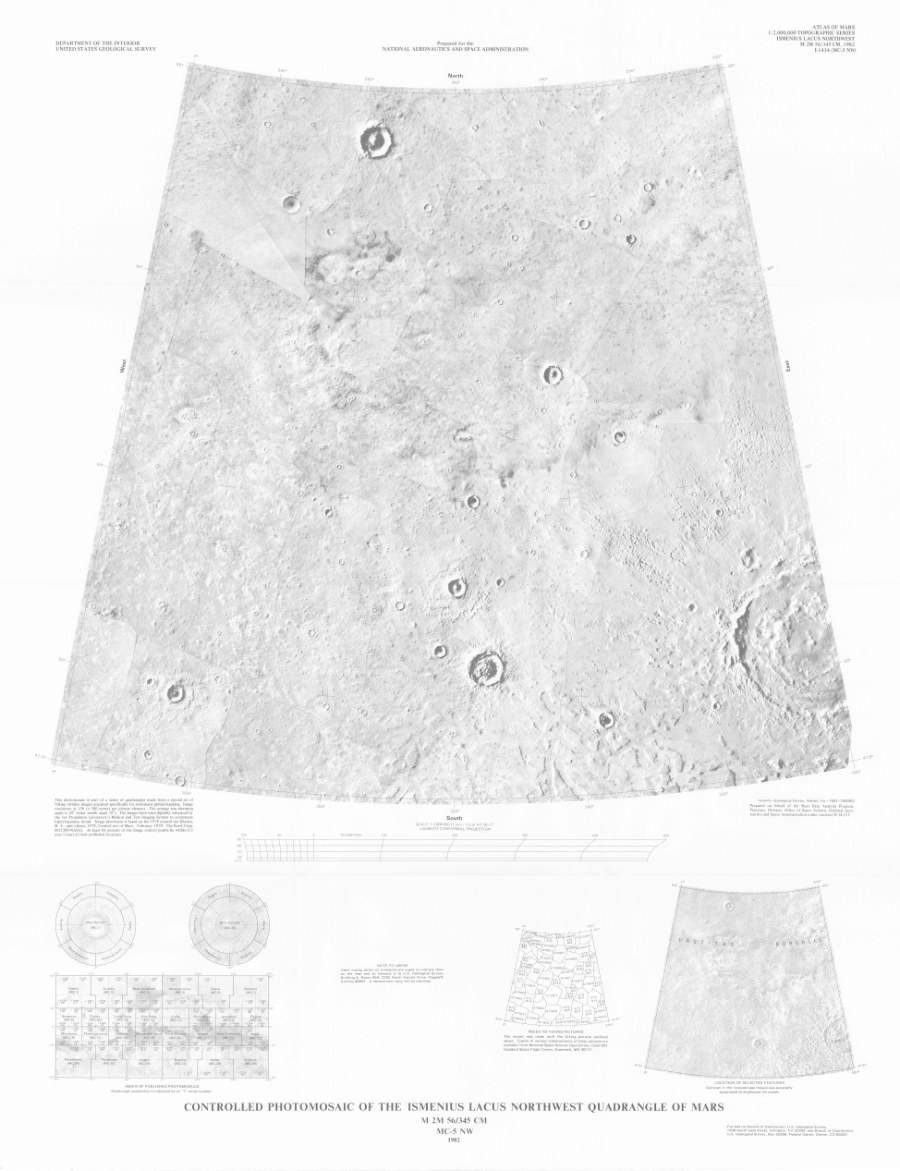 Controlled Photomosaic of the Ismenius Lacus Northwest Quadrangle of Mars