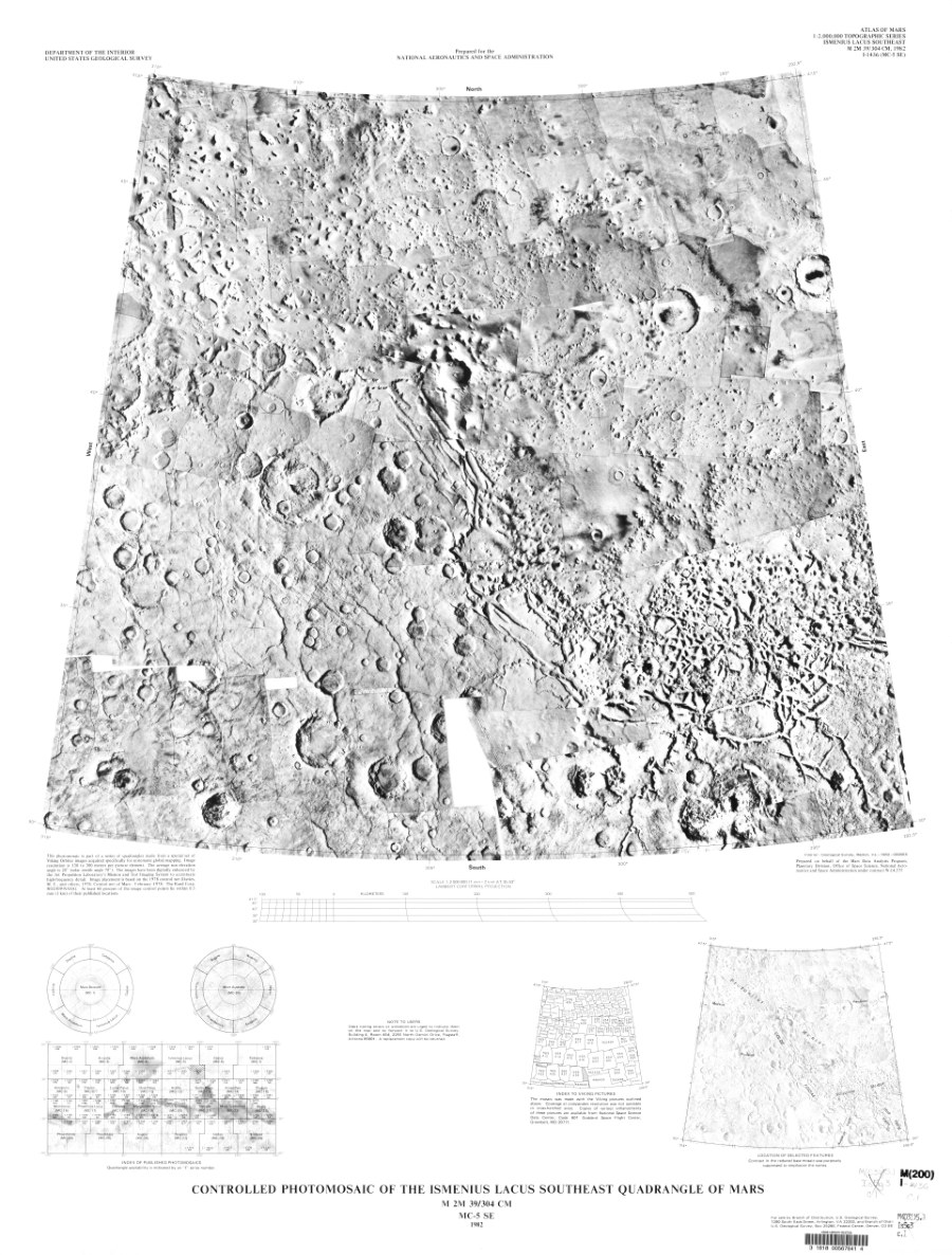 Controlled Photomosaic of the Ismenius Lacus Southeast Quadrangle of Mars