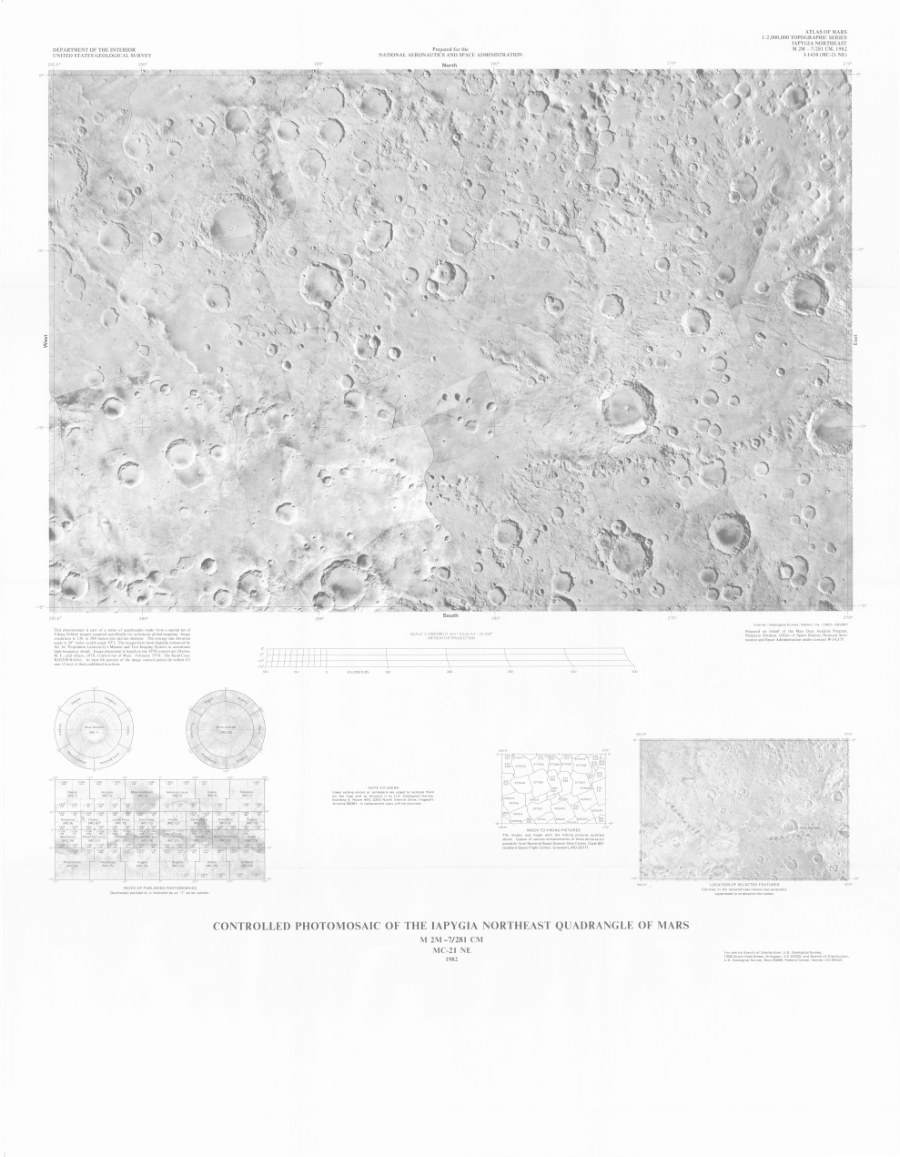 Controlled Photomosaic of the Iapygia Northeast Quadrangle of Mars