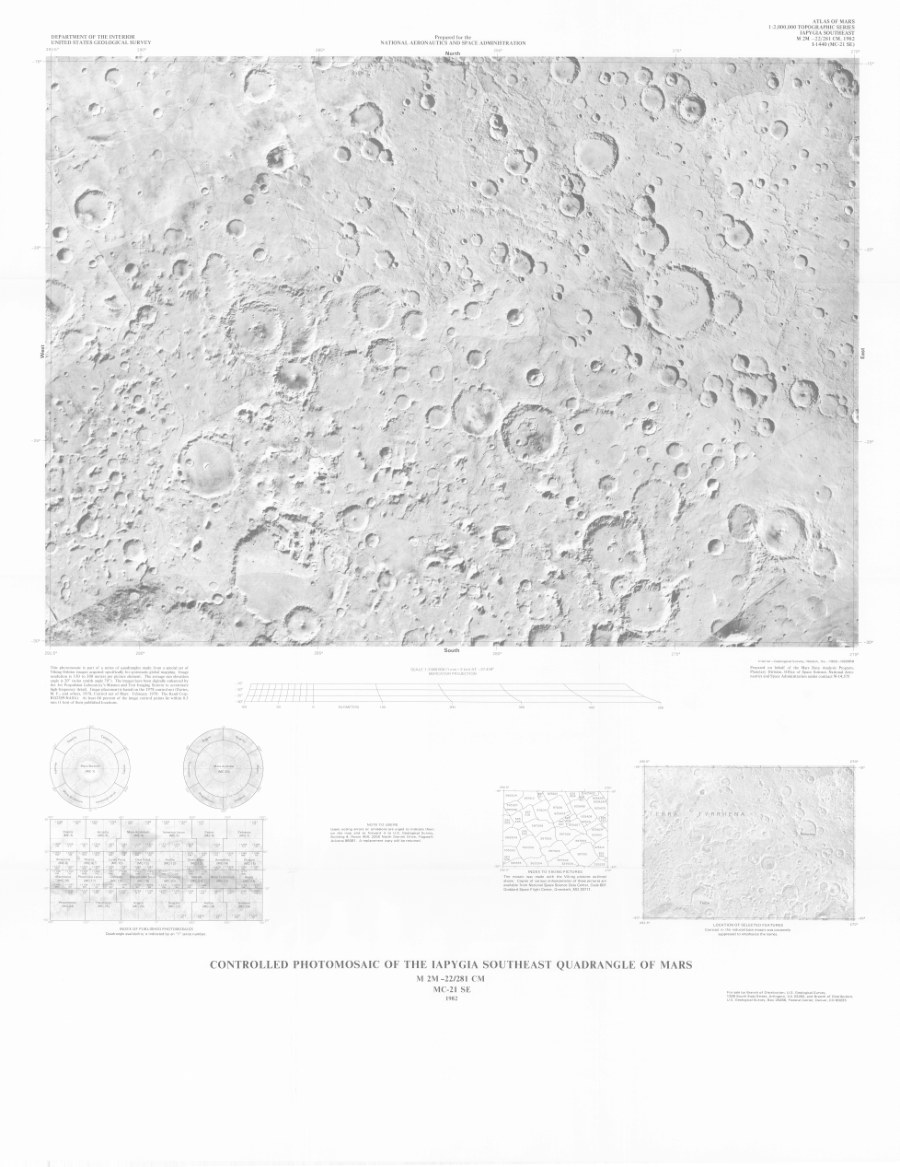 Controlled Photomosaic of the Iapygia Southeast Quadrangle of Mars