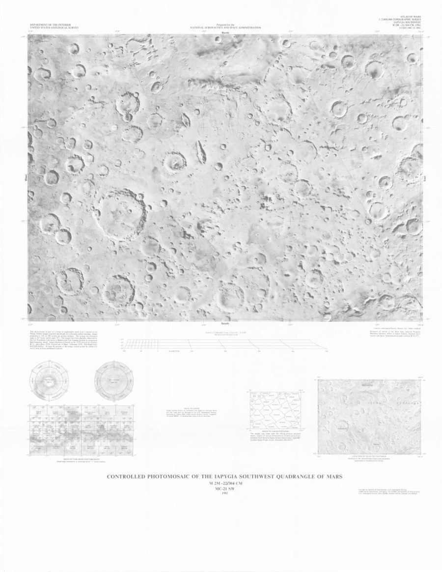 Controlled Photomosaic of the Iapygia Southwest Quadrangle of Mars