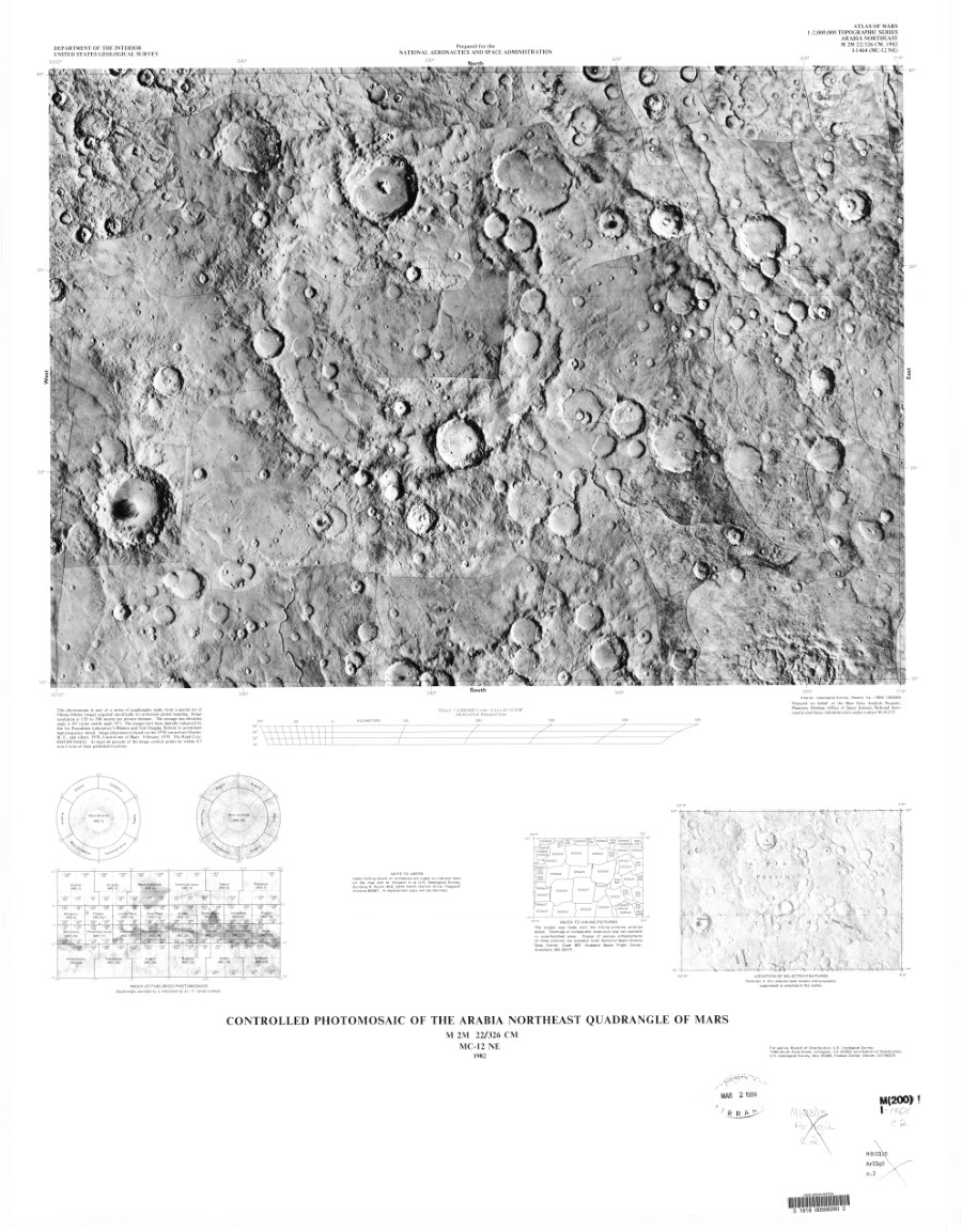 Controlled Photomosaic of the Arabia Northeast Quadrangle of Mars