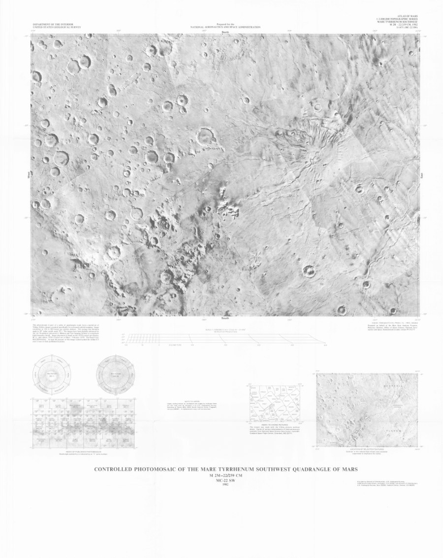 Controlled Photomosaic of the Mare Tyrrhenum Southwest Quadrangle of Mars