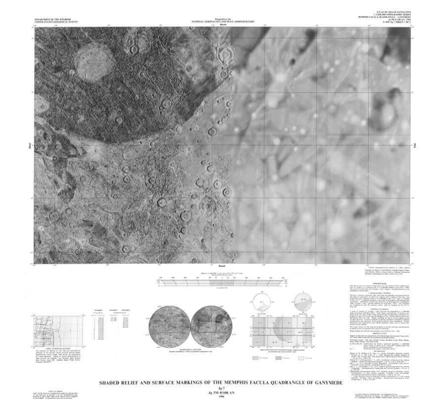 Shaded Relief and Surface Markings of the Memphis Facula Quadrangle of Ganymede