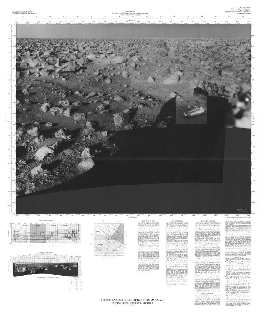 Viking Lander 2 Rectified Photomosaics - Evening scene - Camera 2