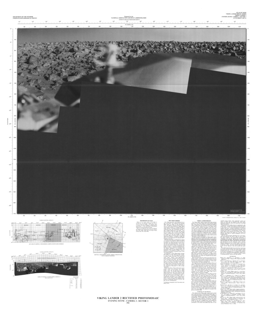 Viking Lander 2 Rectified Photomosaics - Evening scene - Camera 2