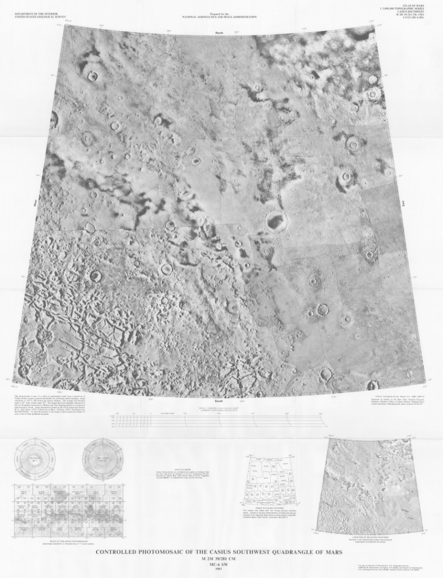 Controlled Photomosaic of the Casius Southwest Quadrangle of Mars