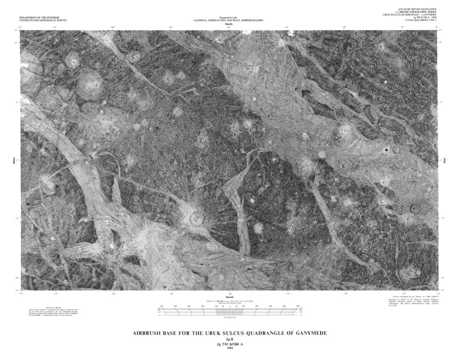 Shaded Relief and Surface Markings of the Uruk Sulcus Quadrangle of Ganymede