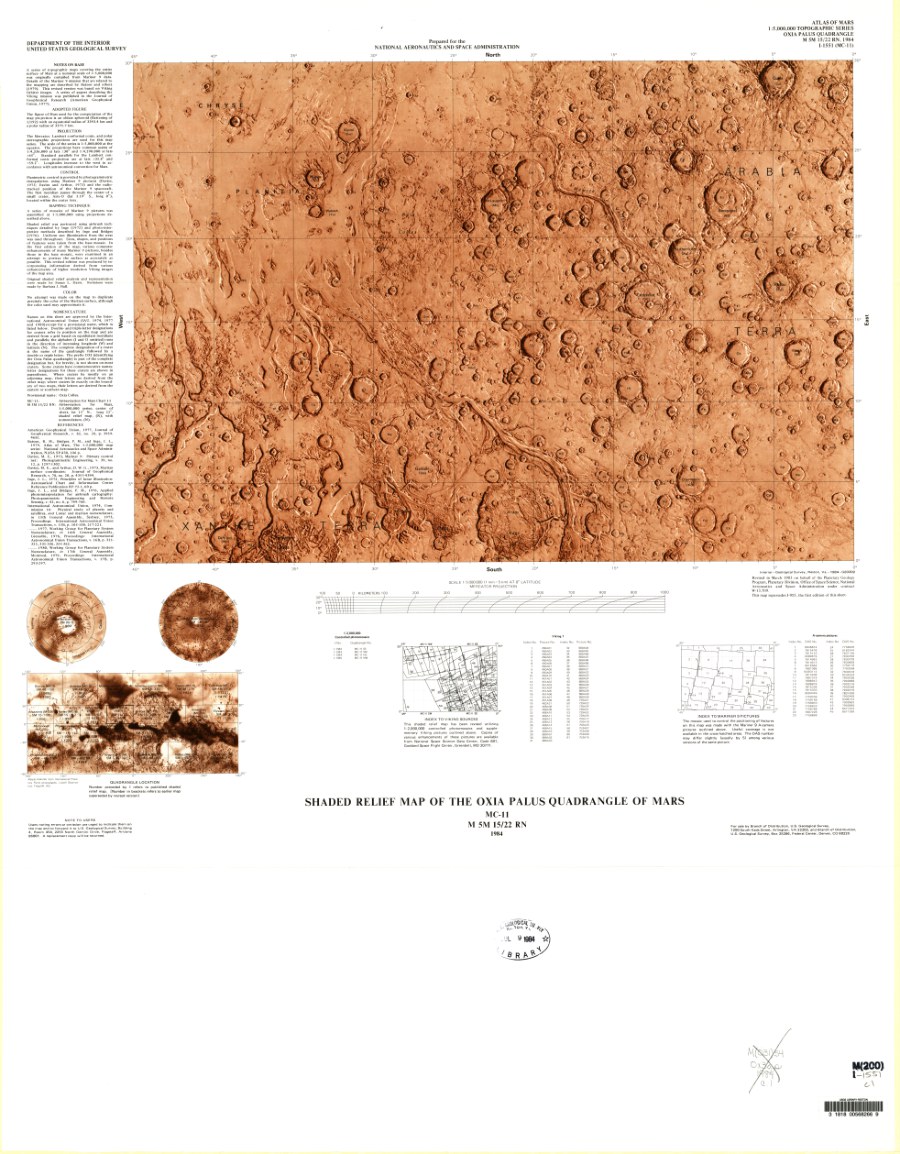 Shaded Relief Map of the Oxia Palus Quadrangle of Mars