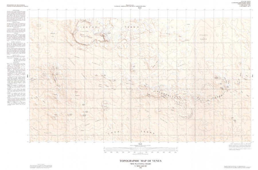 Topographic Map of Venus, VRM planning chart