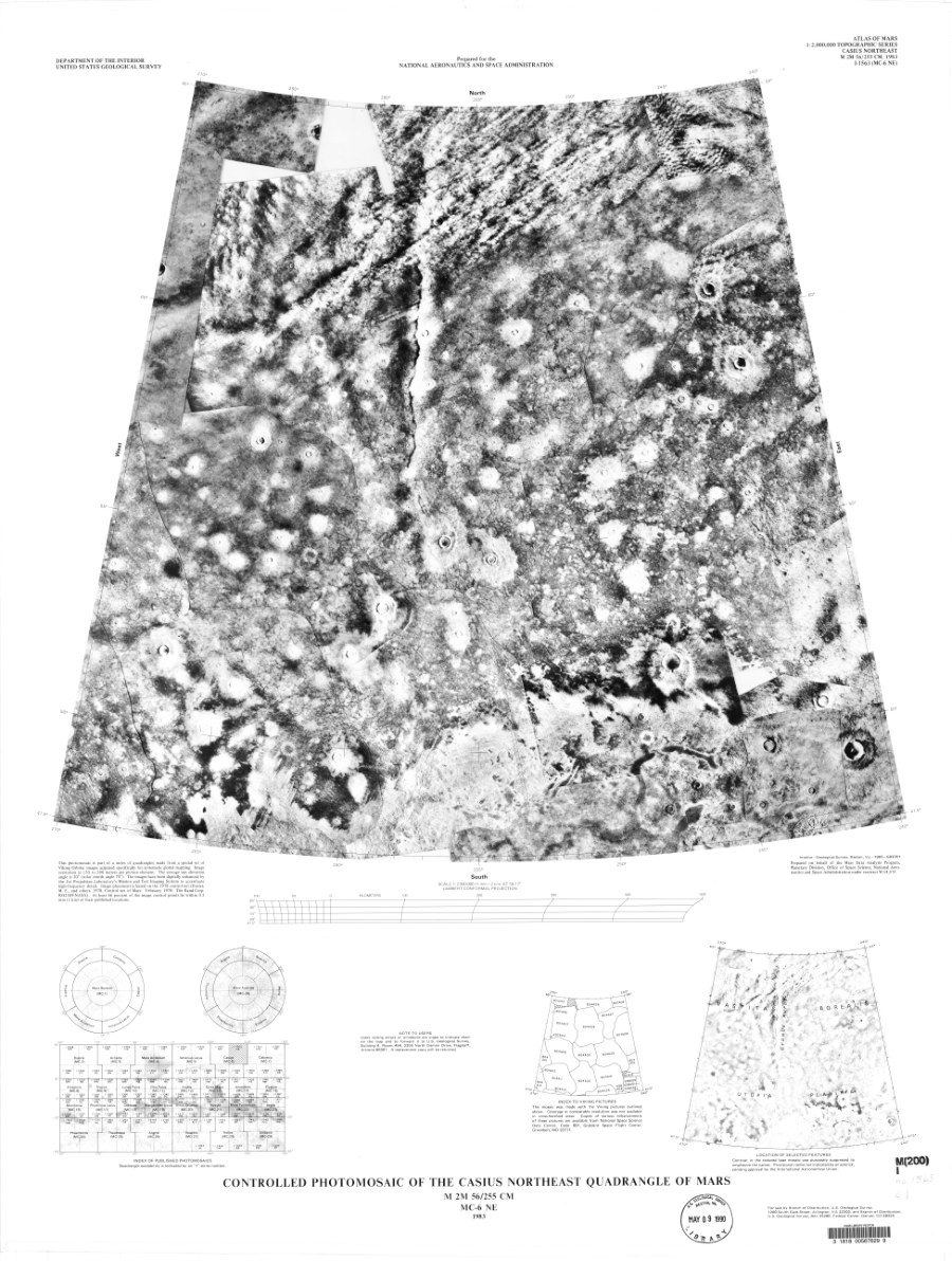 Controlled Photomosaic of the Casius Northeast Quadrangle of Mars
