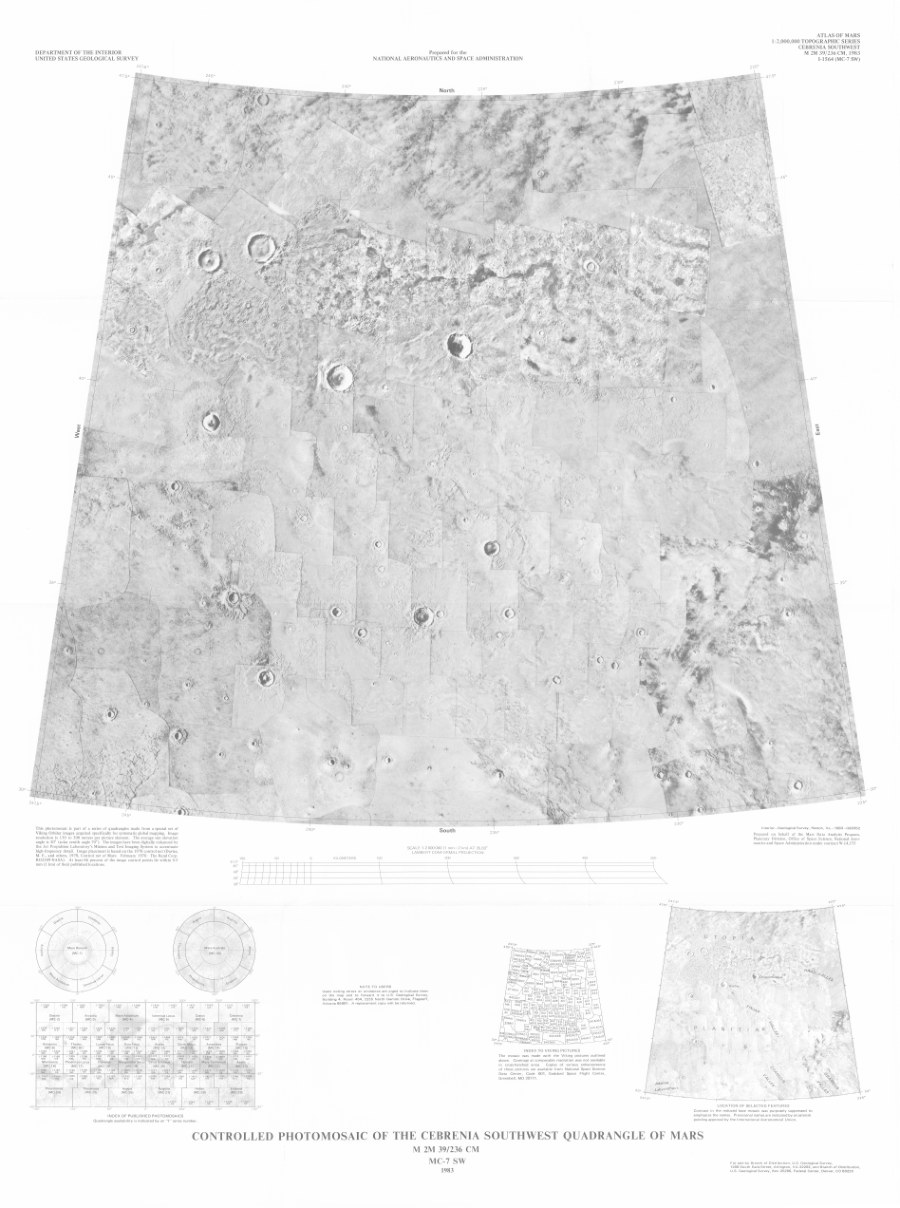 Controlled Photomosaic of the Cebrenia Southwest Quadrangle of Mars
