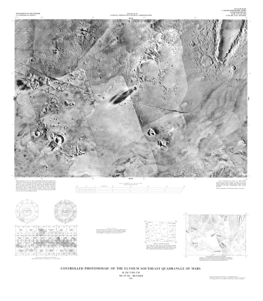 Controlled Photomosaic of the Elysium Southeast Quadrangle of Mars