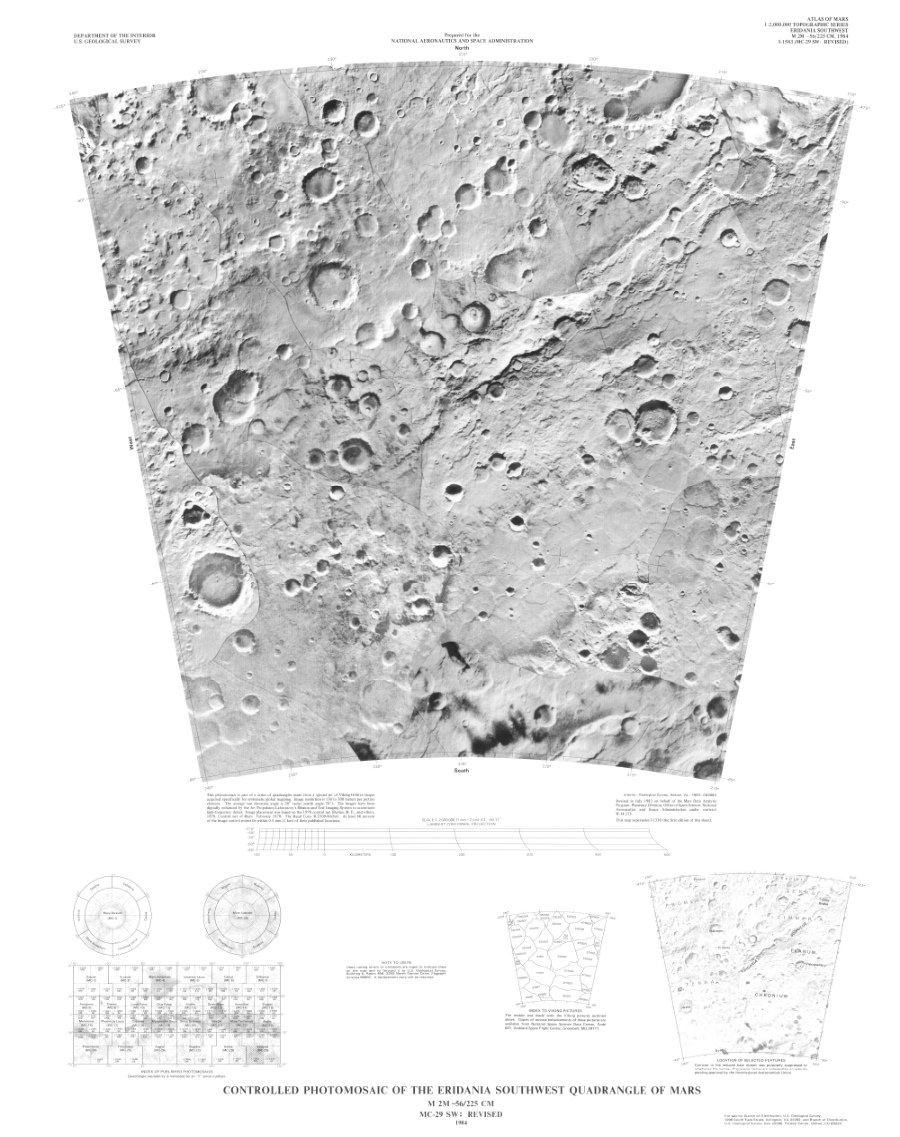 Controlled Photomosaic of the Eridania Southwest Quadrangle of Mars