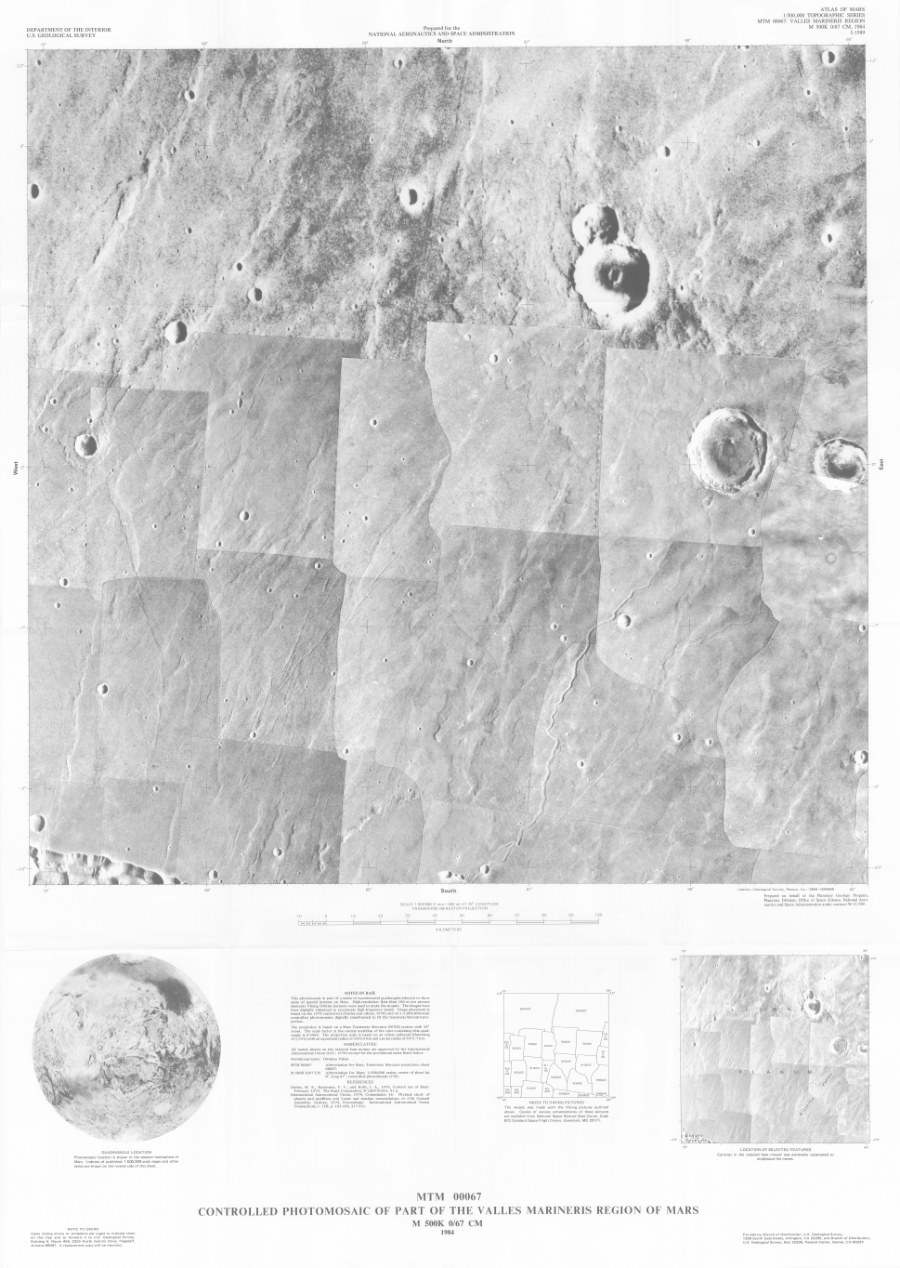 MTM 00067 Controlled Photomosaic of Part of the Valles Marineris Region of Mars (Exp.)