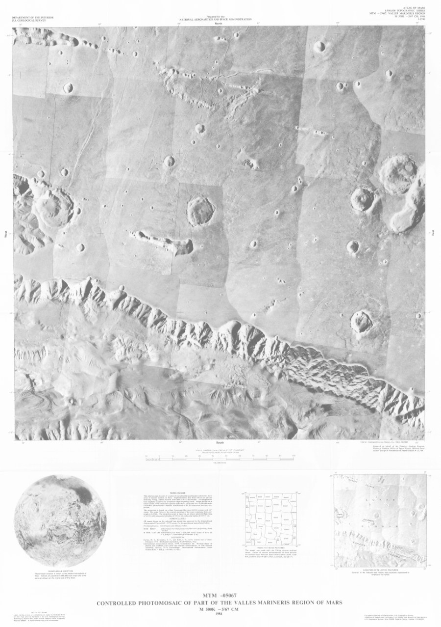 MTM -05067 Controlled Photomosaic of Part of the Valles Marineris Region of Mars (Exp.)