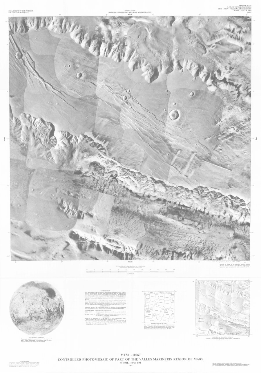 MTM -10067 Controlled Photomosaic of Part of the Valles Marineris Region of Mars (Exp.)