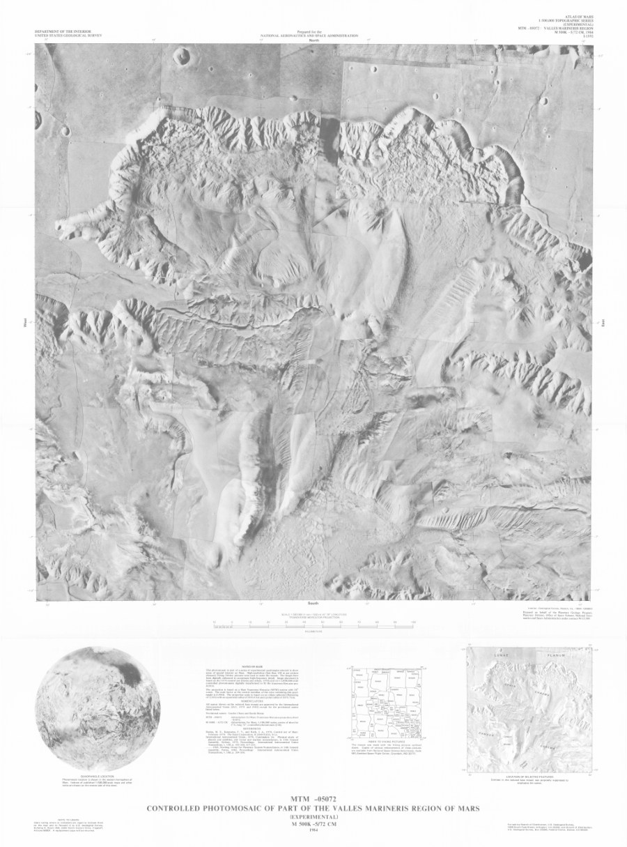 MTM -05072 Controlled Photomosaic of Part of the Valles Marineris Region of Mars (Exp.)