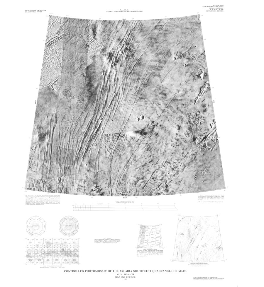 Controlled Photomosaic of the Arcadia Southwest Quadrangle of Mars