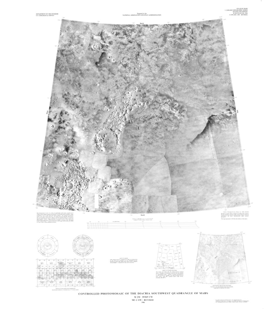 Controlled Photomosaic of the Diacria Southwest Quadrangle of Mars
