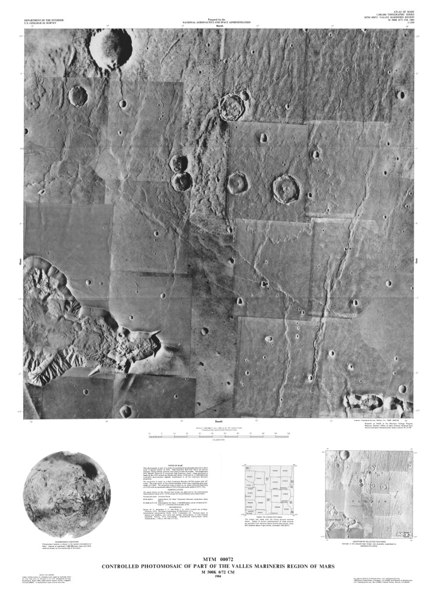 MTM 00072 Controlled Photomosaic of Part of the Valles Marineris Region of Mars (Exp.)
