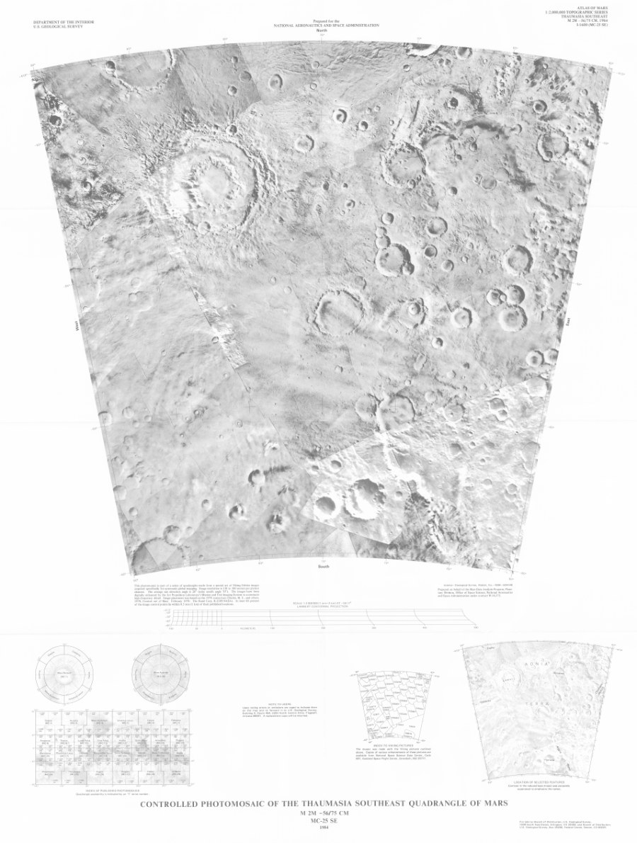 Controlled Photomosaic of the Thaumasia Southeast Quadrangle of Mars