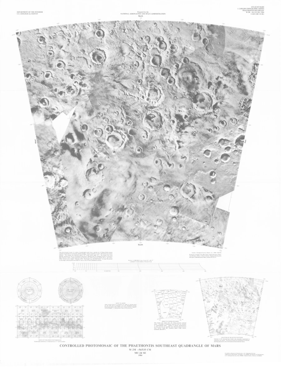 Controlled Photomosaic of the Phaethontis Southeast Quadrangle of Mars