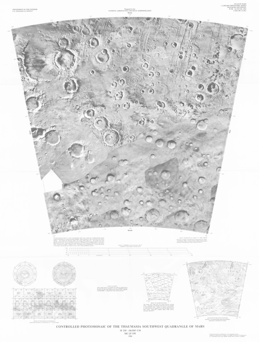 Controlled Photomosaic of the Thaumasia Southwest Quadrangle of Mars