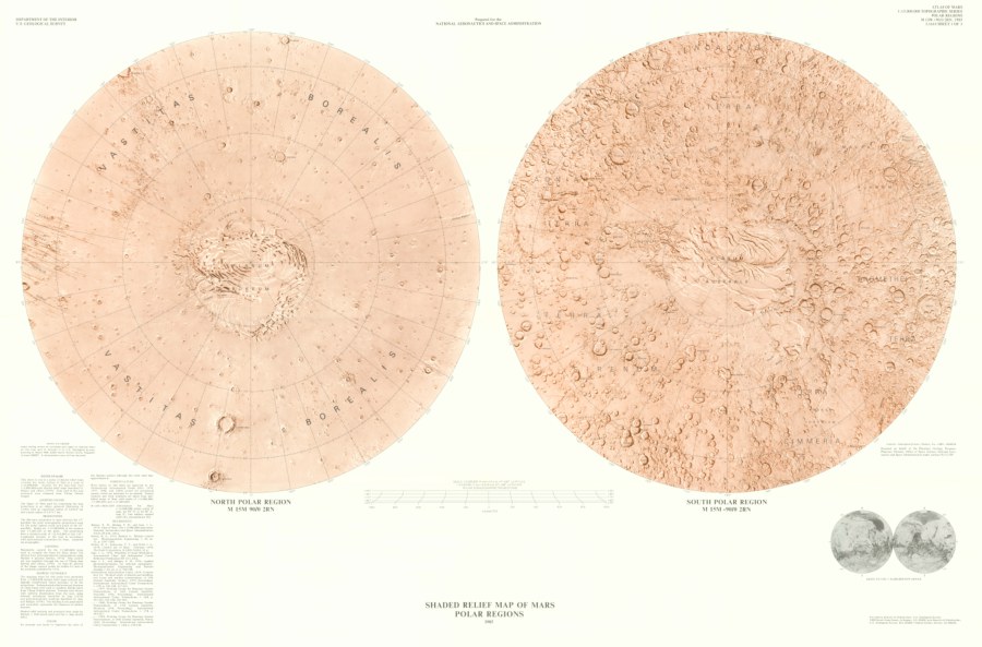 Shaded Relief Map of Mars Eastern Region