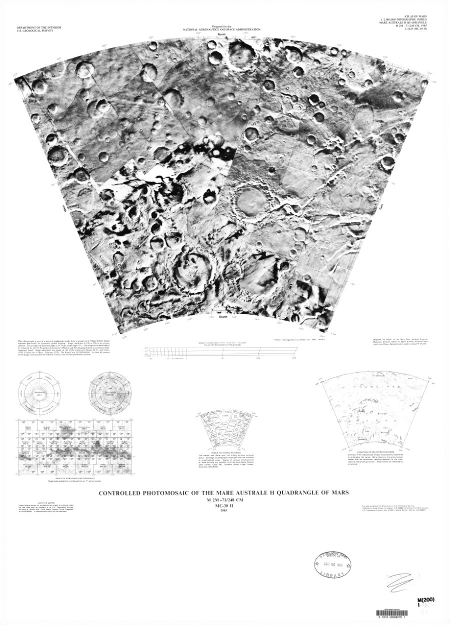 Controlled Photomosaic of the Mare Australe H Quadrangle of Mars
