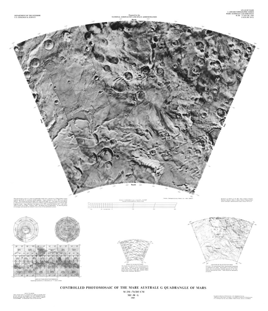 Controlled Photomosaic of the Mare Australe G Quadrangle of Mars