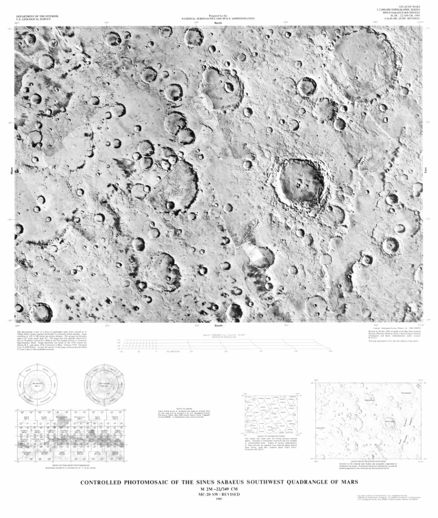 Controlled Photomosaic of the Sinus Sabaeus Southwest Quadrangle of Mars: (Revised)