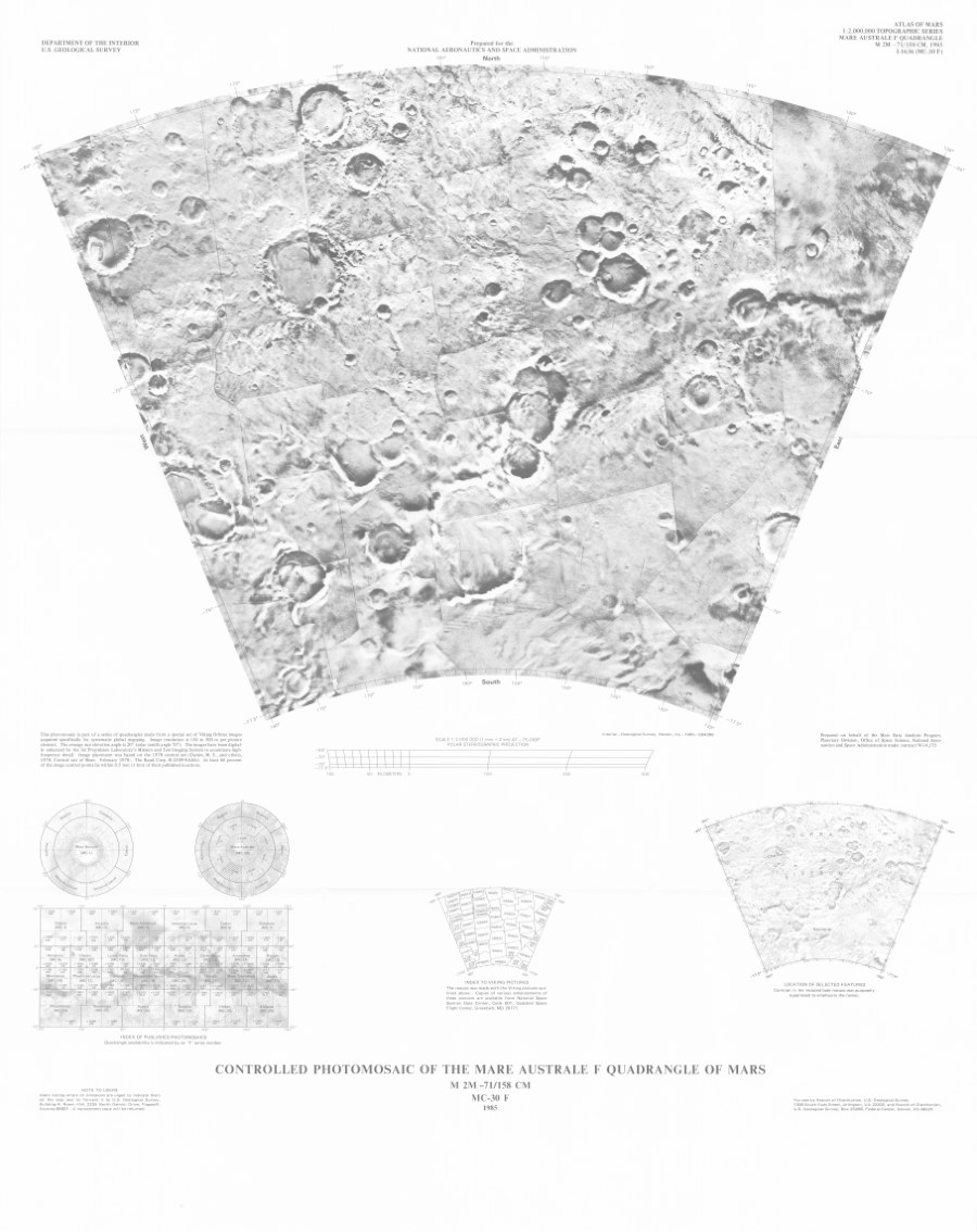 Controlled Photomosaic of the Mare Australe F Quadrangle of Mars