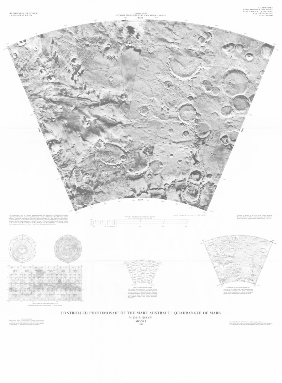 Controlled Photomosaic of the Mare Australe I Quadrangle of Mars