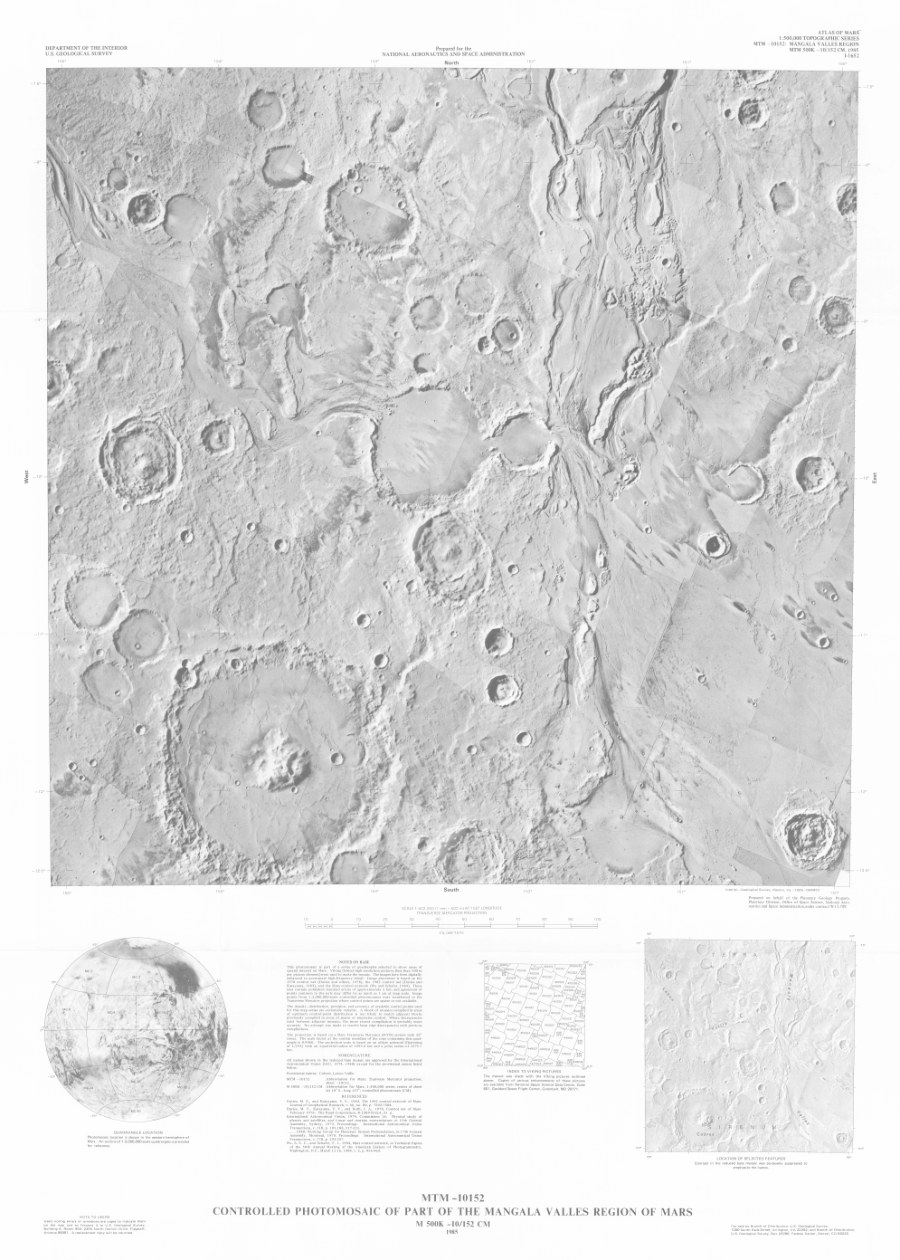 MTM -10152 Controlled Photomosaic of the Mangala Valles Region of Mars