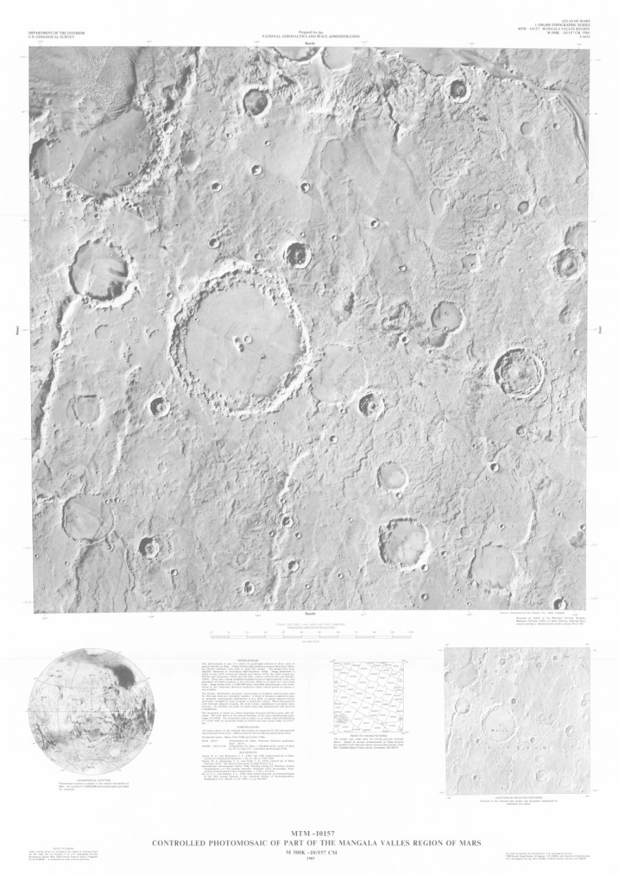 MTM -10157 Controlled Photomosaic of Part of the Mangala Valles Regions of Mars