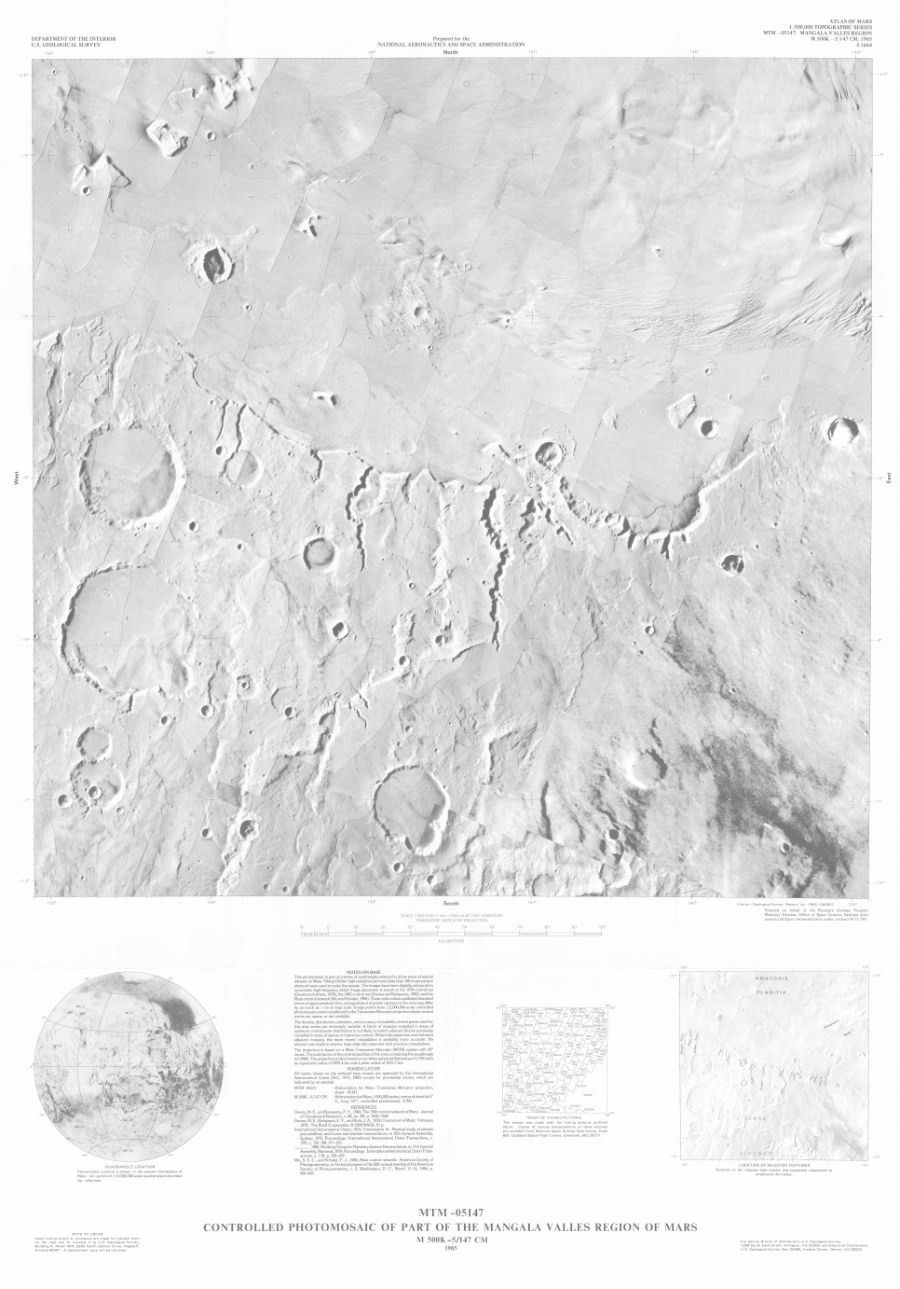 MTM -05147 Controlled Photomosaic of Part of the Mangala Valles Region of Mars
