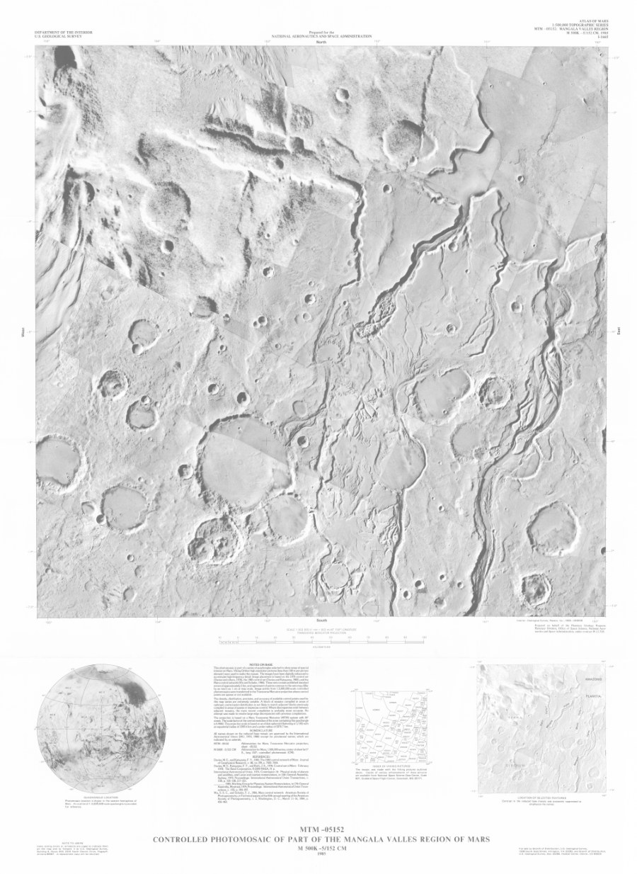 MTM -05152 Controlled Photomosaic of Part of the Mangala Valles Region of Mars