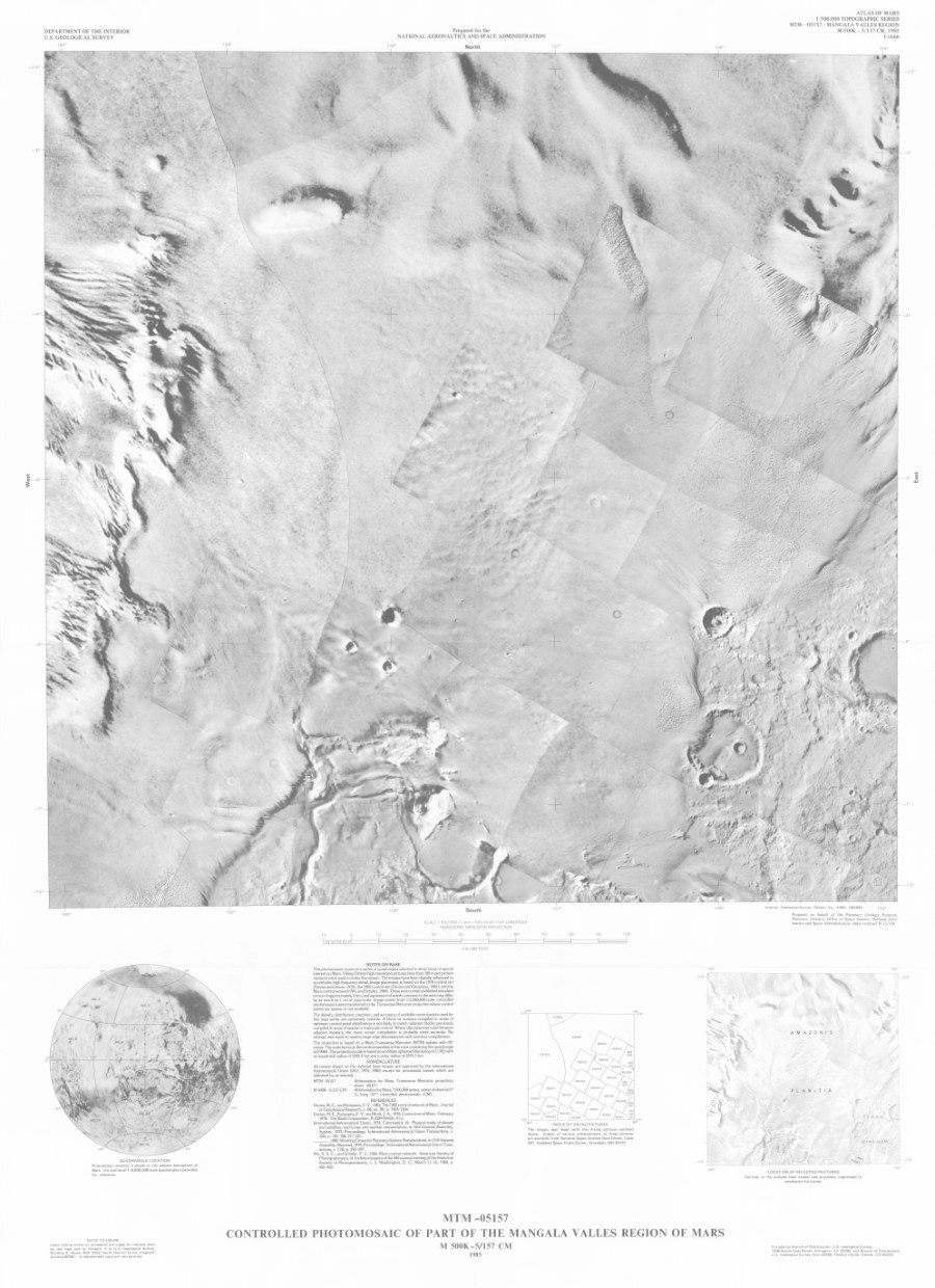 MTM -05157 Controlled Photomosaic of Part of the Mangala Valles Region of Mars