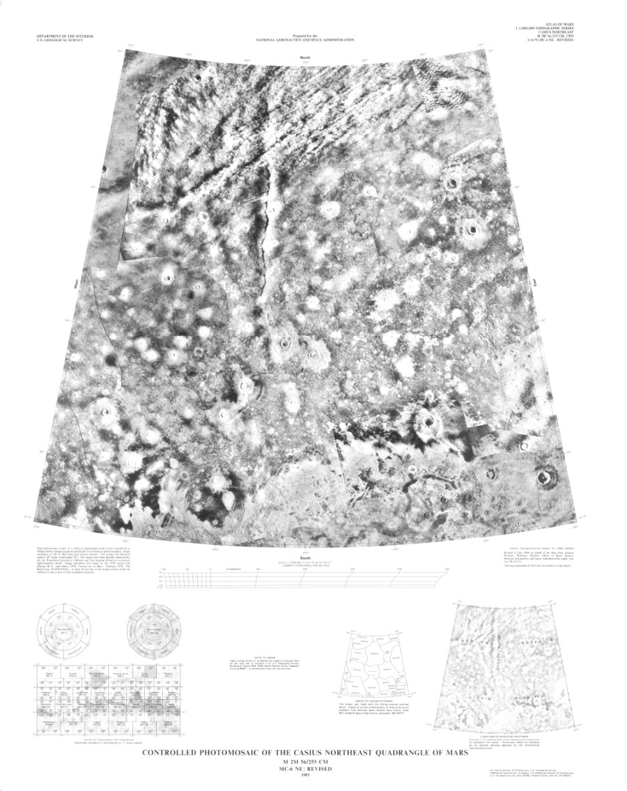 Controlled Photomosaic of the Casius Northeast Quadrangle of Mars