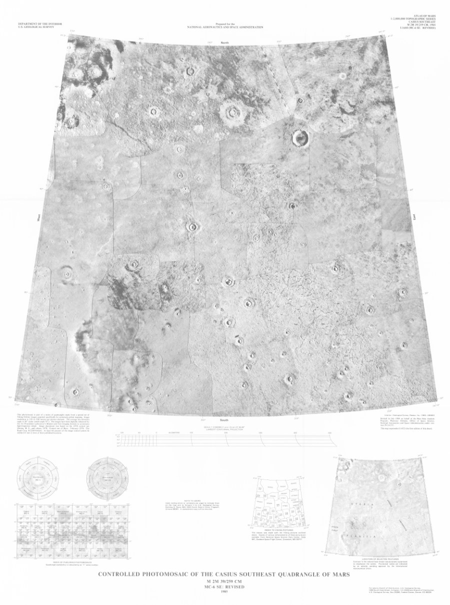 Controlled Photomosaic of the Casius Southeast Quadrangle of Mars