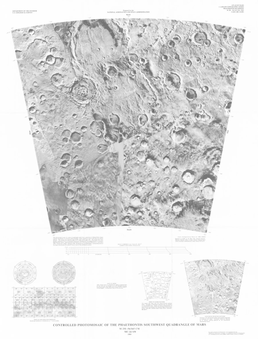 Controlled Photomosaic of the Phaethontis Southwest Quadrangle of Mars