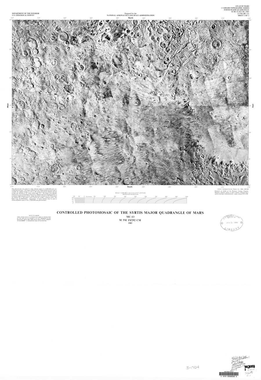 Controlled Photomosaic of the Syrtis Major Quadrangle of Mars