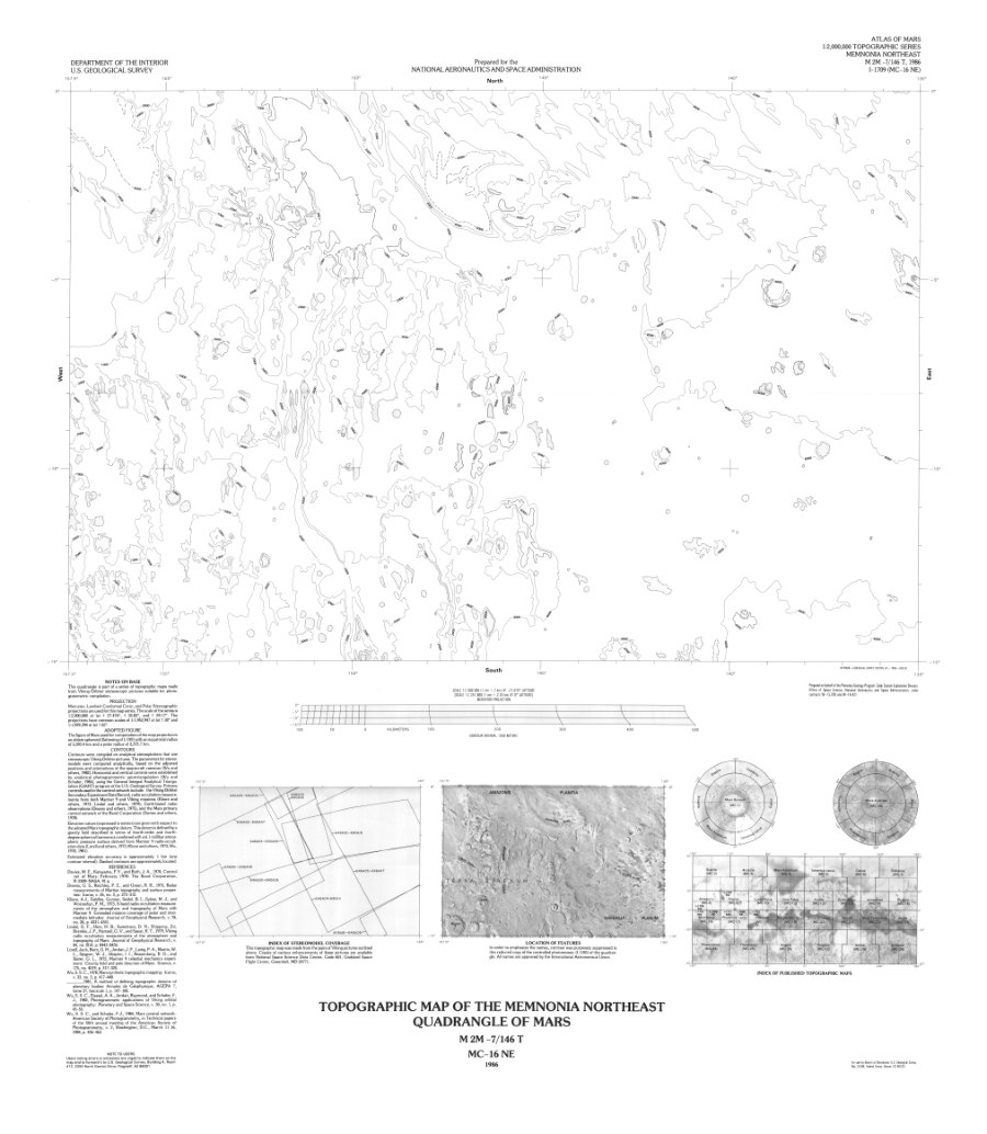 Topographic Map of the Memnonia Northeast Quadrangle of Mars