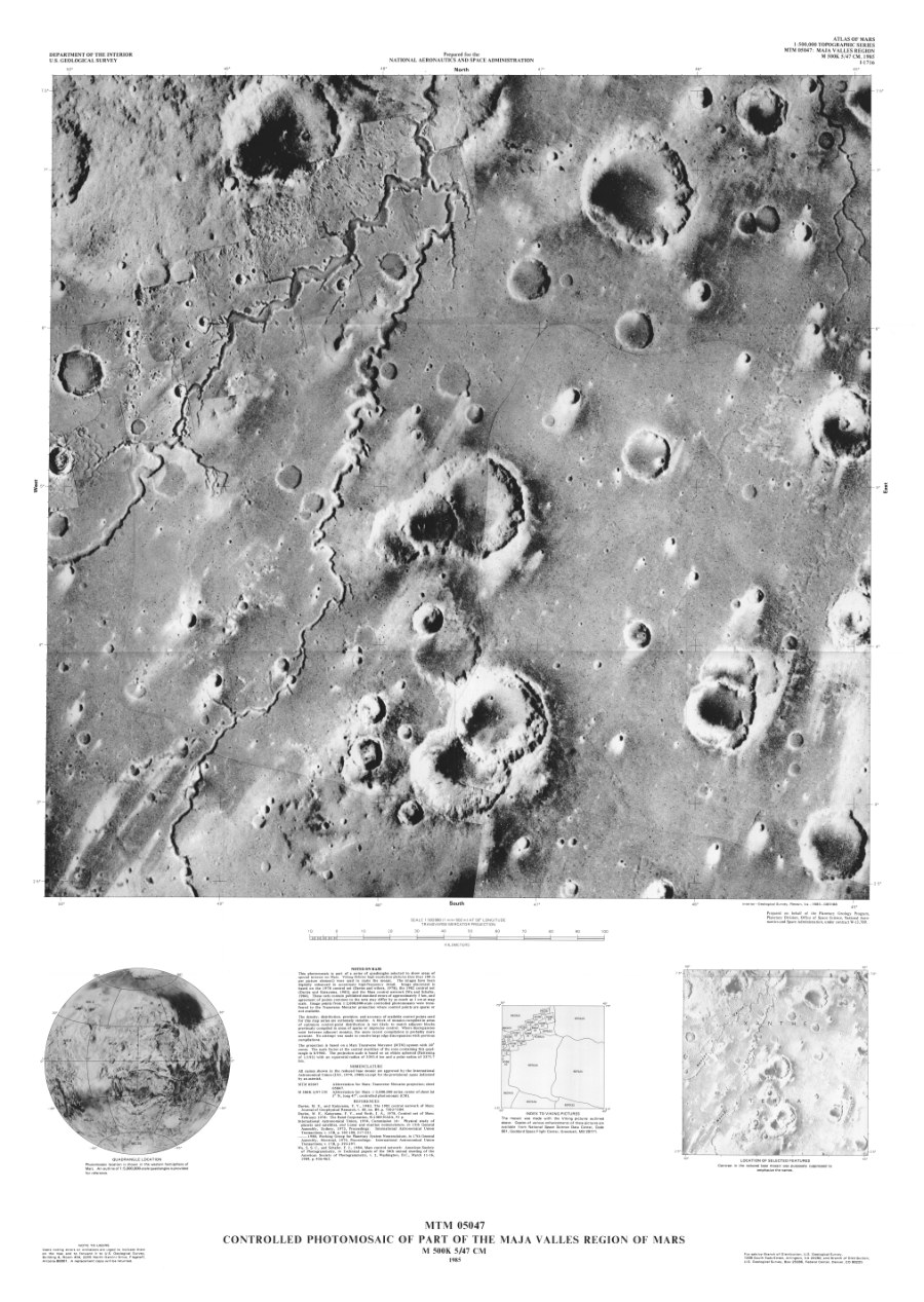 MTM 05047 Controlled Photomosaic of Part of the Maja Valles Region of Mars