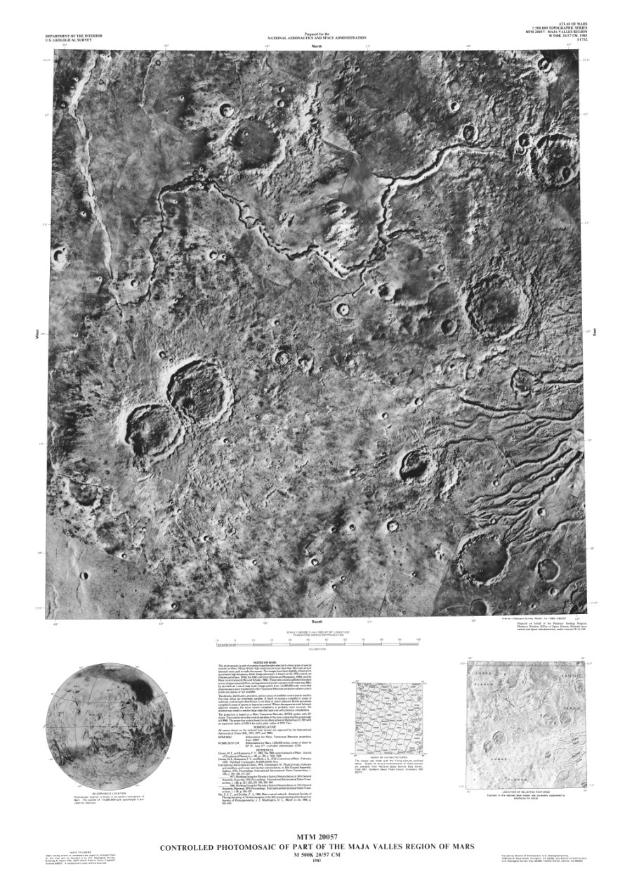 MTM 20057 Controlled Photomosaic of Part of the Maja Valles Region of Mars