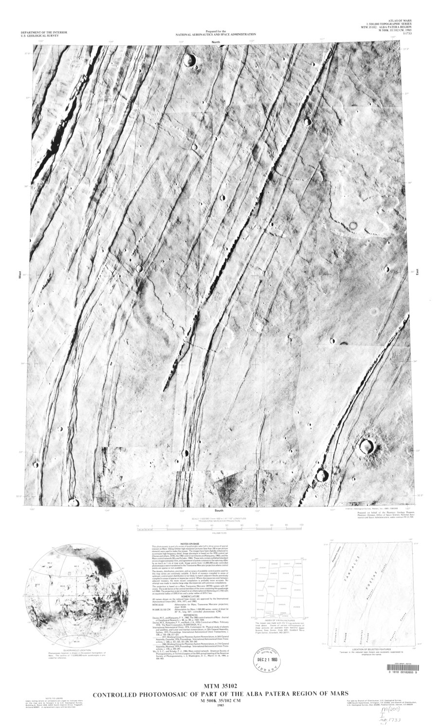 MTM 35102 Controlled Photomosaic of Part of the Alba Patera Region of Mars